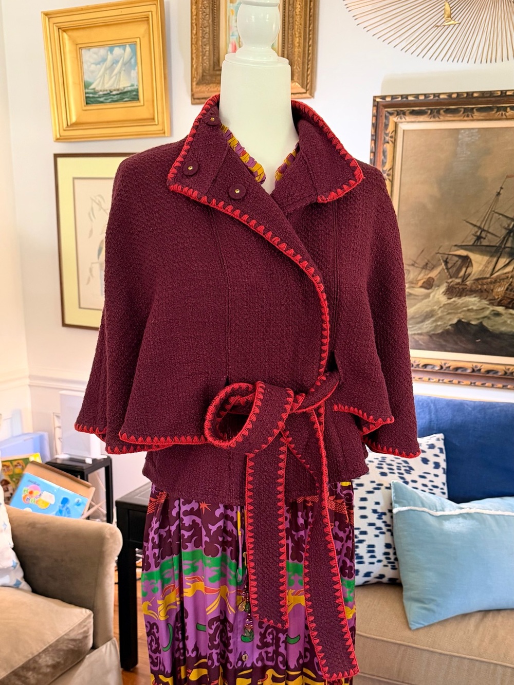 NWT - Carolina K Brio Cape Coat in Burgundy - Small